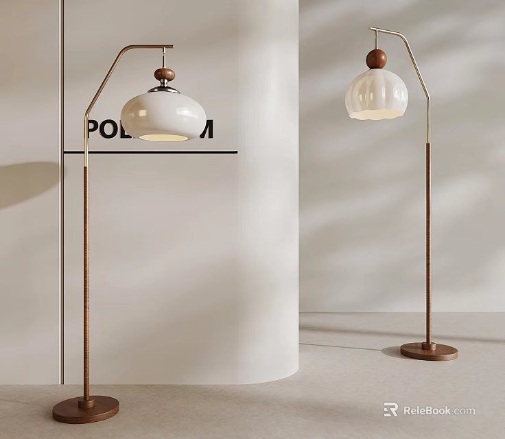 Modern Minimalist Floor Lamps With Dome And Petal Shaped Shades Metal Stand Round Base 3d model 