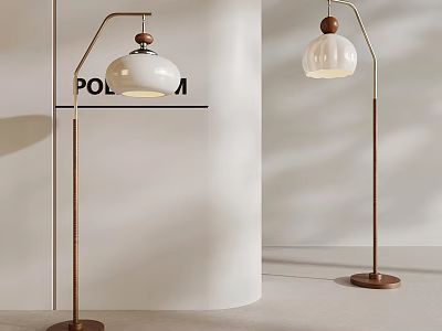 Modern Minimalist Floor Lamps With Dome And Petal Shaped Shades Metal Stand Round Base 3d model