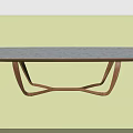 Modern Dining Table With Gray Stone Top And Wooden Geometric Crossed Legs Design