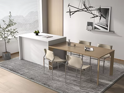 Island Table and Chair Combination 3d model