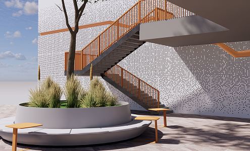 modern stair handrail stair 3d model