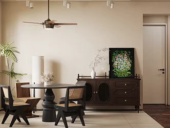 Middle Ancient Retro Home Restaurant Middle Ancient Style Restaurant Open Restaurant Retro Style Restaurant Middle Ancient Style Sideboard Middle Ancient Style Dining Table and Chair 3d model