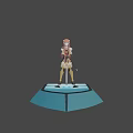 Game and Movie Character Standing on Blue Platform With Central Glowing Blue Sphere