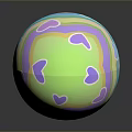 Easter Bunny Themed Painted Egg With Colorful Wavy Stripes And Heart Shapes