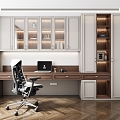 Jianou study desk bookcase integrated cabinet 3d model