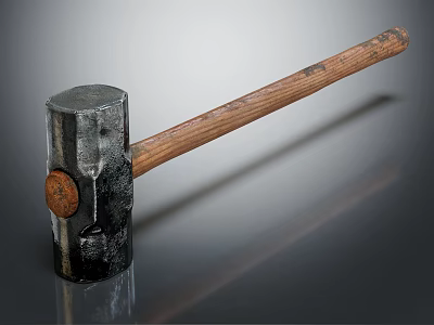 Durable Heavy Duty Hardware Tool Hammer With Metal Head And Wooden Handle 3d model