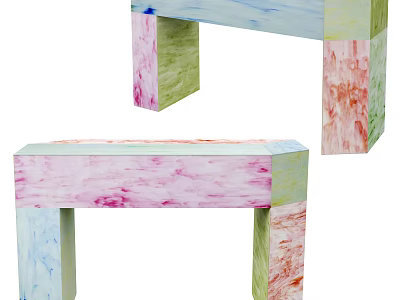 Modern Entryway Cabinet And Side Cabinet With Colorful Watercolor Texture Design 3d model