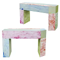 Modern Entryway Cabinet And Side Cabinet With Colorful Watercolor Texture Design