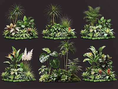Indoor Outdoor Plant Combinations Featuring Tropical Greenery And Diverse Leaf Arrangements 3d model
