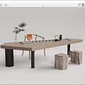 New Chinese Style Desk and Chair Tea Table and Chair Combination 3d model