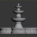 Multi Tiered Marble Fountain With Blue Water And Decorative Round Base Design