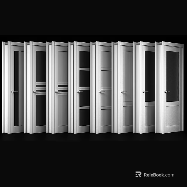 Modern Hinged Doors Design With Various Glass Panel And Solid Panel Styles 3d model
