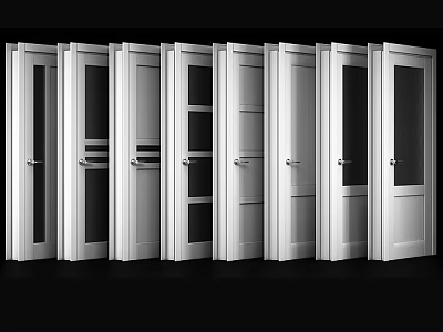 Modern Hinged Doors Design With Various Glass Panel And Solid Panel Styles 3d model