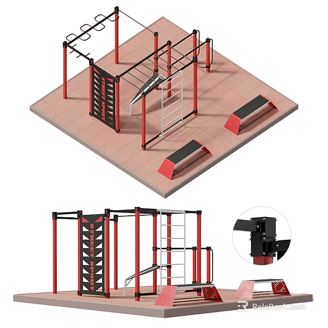 Multifunctional Sports Training Equipment With Climbing Frame Pull Up Bars Parallel Bars And Training Benches 3d model 
