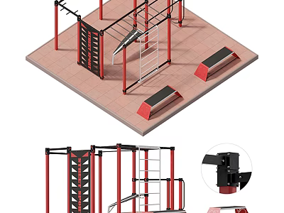 Multifunctional Sports Training Equipment With Climbing Frame Pull Up Bars Parallel Bars And Training Benches 3d model