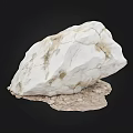 White Cracked Rock With Natural Base Structure On Black Background 3d model