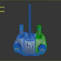 Smart Machine with Black Rod Blue Lit Cylinders Round Base Colorful Rings Central B2 Panel