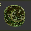 Golden Circular Traditional Sculpture Carving With Intricate Dragon Design And Decorative Dots