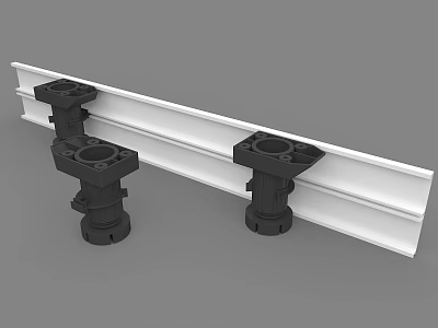 3D Model Of Black Pillars With White Rail In Mechanical Support Structure 3d model
