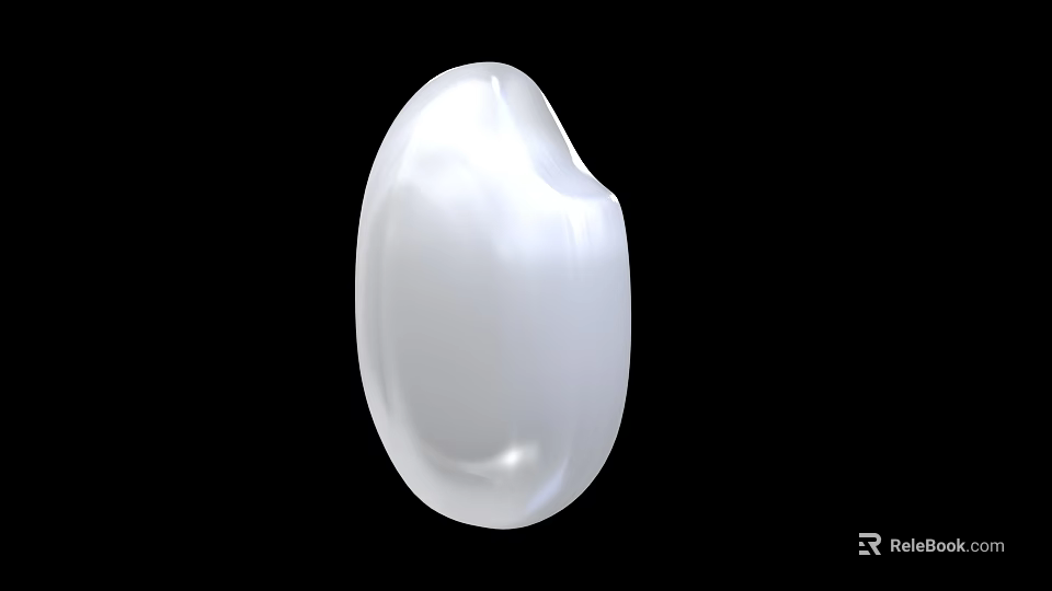 Fresh White Oval Boiled Egg With Smooth Glossy Surface On Black Background 3d model 