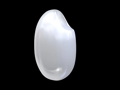 Fresh White Oval Boiled Egg With Smooth Glossy Surface On Black Background 3d model
