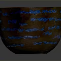 Hand Carved Wooden Bowl With Brown Body And Blue Striped Patterns