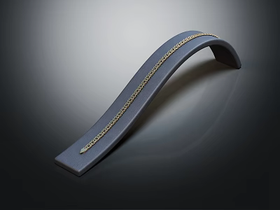 Elegant Curved Display Shelf With Black Frame And Gold Chain Decoration For Retail 3d model