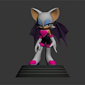 Game Movie Character With White Body Cat Ears Bat Wings Pink Heart Shoes On Pedestal