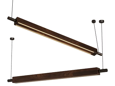 Contemporary Wooden Linear Chandelier With Integrated LED Lighting For Modern Spaces 3d model
