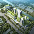 Aerial View Urban Planning With Modern High Rise Buildings Green Areas River And Transport Network