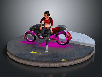 Sleek Red Motorcycle With Pink Wheels And Sporty Aerodynamic Design Elements 3d model