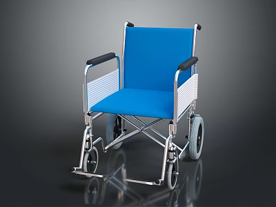 Medical Wheelchair With Blue Seat And Metal Frame For Mobility Assistance 3d model