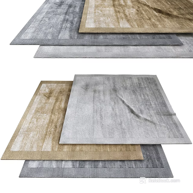 Square Rugs Modern Design Grey Beige Tones Soft Texture for Living Room 3d model 