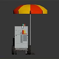 Street Food Cart With Red And Yellow Umbrella For Mobile Vending Business