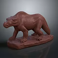 Realistic Brown Dinosaur Sculpture Model With Detailed Textured Body And Base