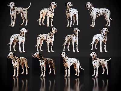 Various Reptile Creatures Showcased In Multiple Poses Against Black Background With Reflections 3d model