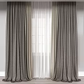 Elegant Gray Curtains With Herringbone Fabric And Sheer White Layers For Modern Home