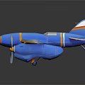 Blue And Orange Passenger Plane Model With Twin Engine And Shiny Wing Details