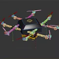 Multi Rotor Drone with Multiple Propellers Black Casing And Yellow Landing Gear 3d model
