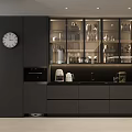 Modern Living Dining Room Interior Design With Dark Wood Cabinets Glass Display And Marble Dining Table
