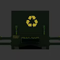 Green Recycling Equipment With Open Lid Recycle Symbol And Control Panel