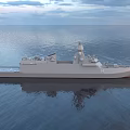 Modern Warship Navigating On Calm Ocean Surface