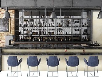 Industrial LOFT bar chair combination 3d model