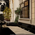 Luxurious Villa Garden Landscape Design With Courtyard Green Plants And Roof Terrace Lighting