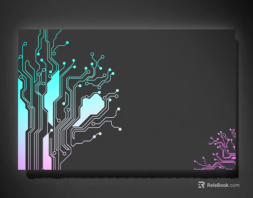 Blue And Pink Circuit Board Lines With Branch Like Extension On Black Background 3d model 