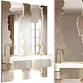 Elegant Modern Bathroom Vanity With Marble Countertop Gold Faucet And Framed Mirror