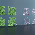 Green Arbor Forming Chinese Characters With Pink Characters On Gray Background