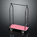 Sturdy Metal Frame Utility Cart With Pink Platform And Four Wheels
