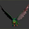 Vibrant 3D Dragon Animal Art With Green Body Blue Red Wings Detailed Design