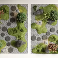 Stepping Stones Path In Garden Landscape With Greenery Moss And Rocks